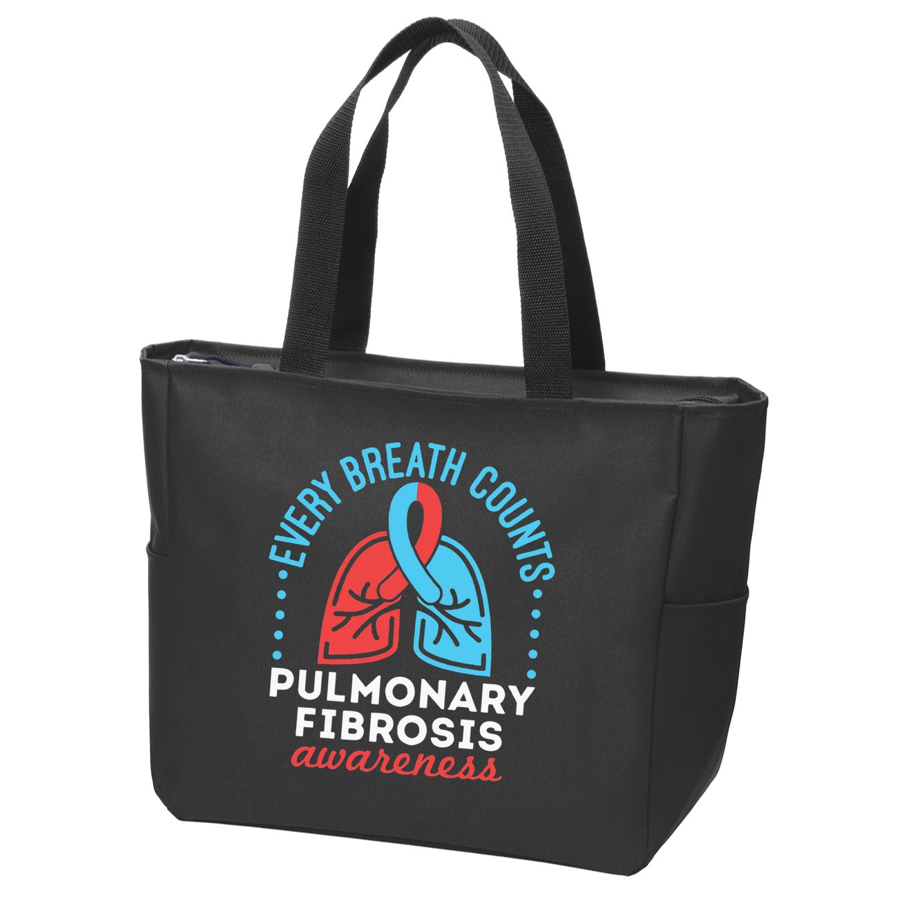 Pulmonary Fibrosis Awareness Every Breath Counts  Zip Tote Bag