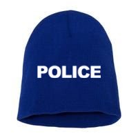 Police Front And Back Print Law Enforcet Police Gift Short Acrylic Beanie