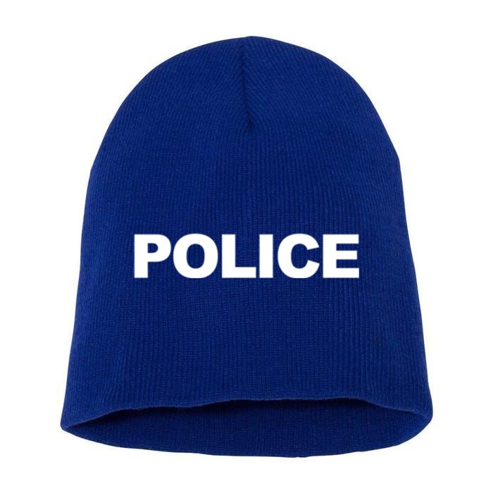 Police Front And Back Print Law Enforcet Police Gift Short Acrylic Beanie