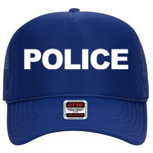 Police Front And Back Print Law Enforcet Police Gift High Crown Mesh Back Trucker Hat