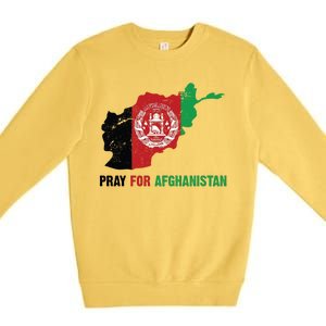 Pray For Afghanistan Flag Map Premium Crewneck Sweatshirt