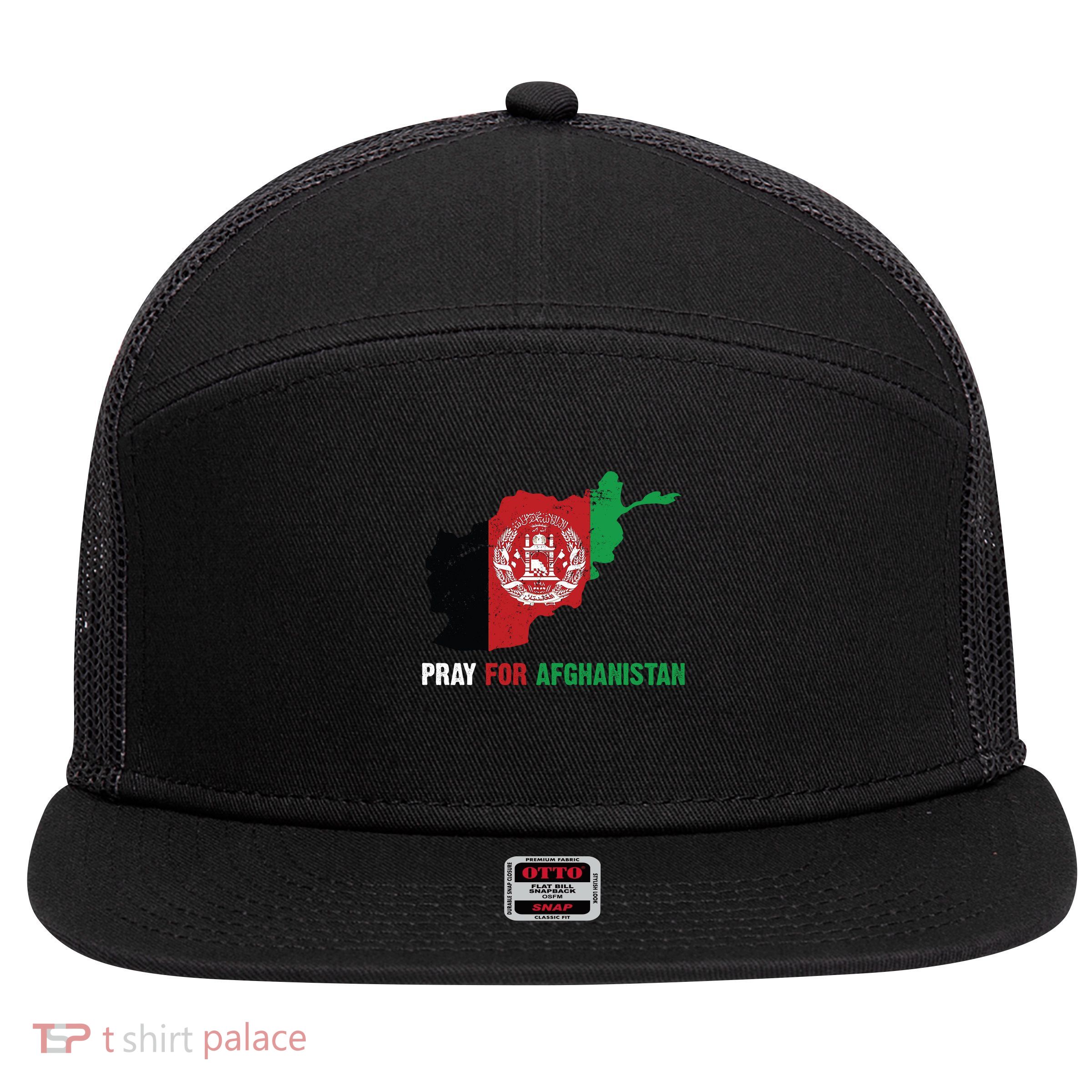 Pray For Afghanistan Flag Map 7 Panel Mesh Trucker Snapback Hat