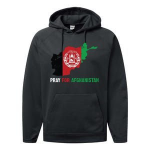 Pray For Afghanistan Flag Map Performance Fleece Hoodie