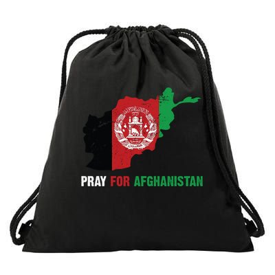 Pray For Afghanistan Flag Map Drawstring Bag