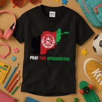 Pray For Afghanistan Flag Map Kids T-Shirt