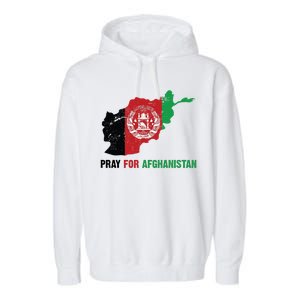 Pray For Afghanistan Flag Map Garment-Dyed Fleece Hoodie