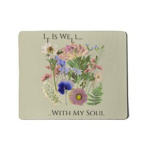 Pressed Flower Art It Is Well With My Soul Love Like Jesus Premium Mousepad