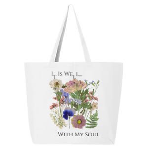 Pressed Flower Art It Is Well With My Soul Love Like Jesus Premium 25L Jumbo Tote