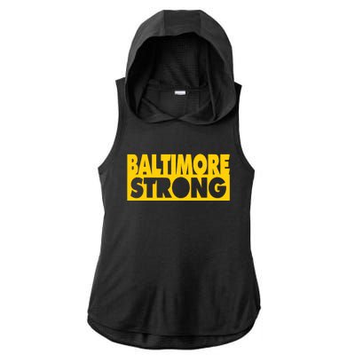 Pray For Baltimore Bridge Baltimore Strong Ladies PosiCharge Tri-Blend Wicking Draft Hoodie Tank