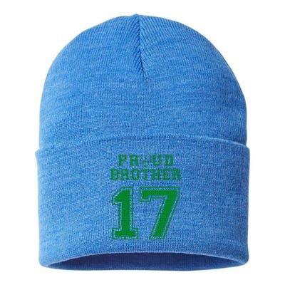 Proud Football Brother Number 17 G Personalized Sustainable Knit Beanie