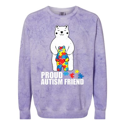 Proud Friend Bear Autism Awareness Love Autistic Colorblast Crewneck Sweatshirt