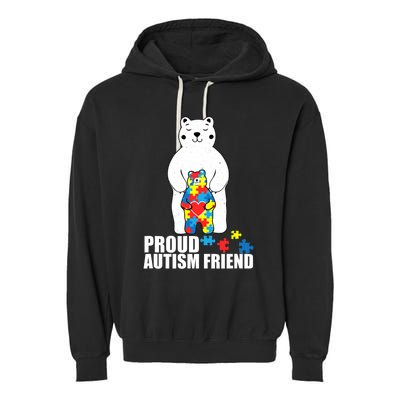 Proud Friend Bear Autism Awareness Love Autistic Garment-Dyed Fleece Hoodie