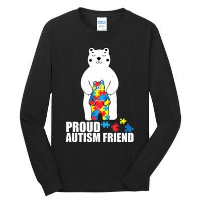 Proud Friend Bear Autism Awareness Love Autistic Tall Long Sleeve T-Shirt