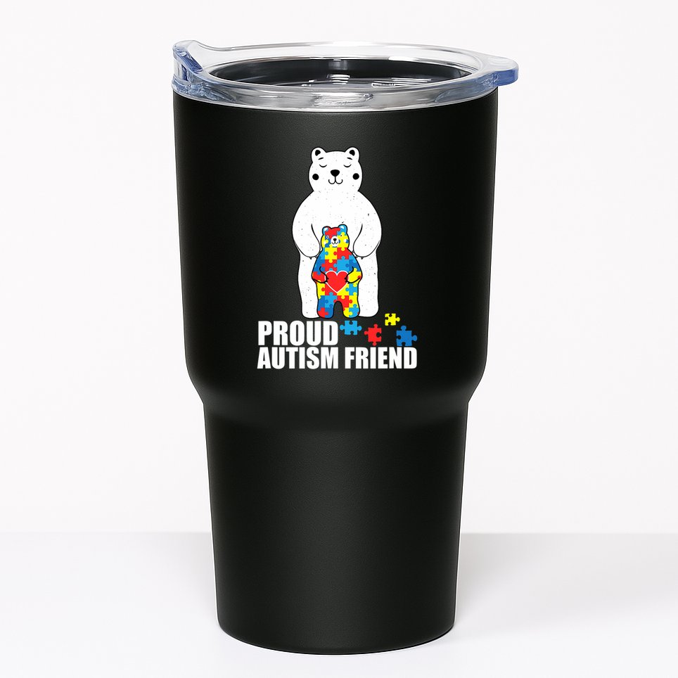 Proud Friend Bear Autism Awareness Love Autistic Tumbler