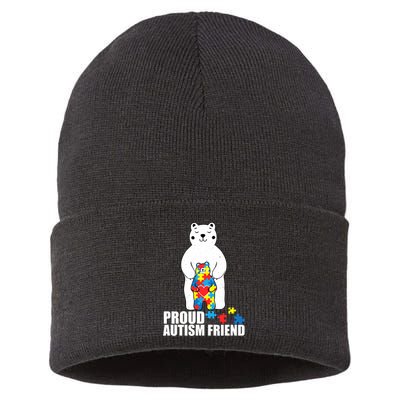 Proud Friend Bear Autism Awareness Love Autistic Sustainable Knit Beanie