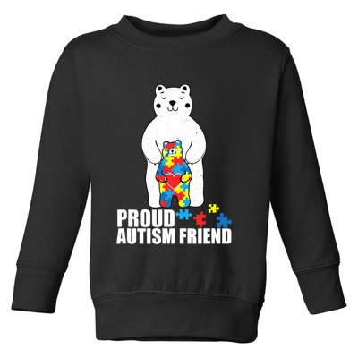 Proud Friend Bear Autism Awareness Love Autistic Toddler Sweatshirt