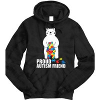 Proud Friend Bear Autism Awareness Love Autistic Tie Dye Hoodie