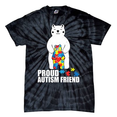 Proud Friend Bear Autism Awareness Love Autistic Tie-Dye T-Shirt