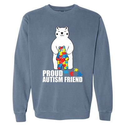 Proud Friend Bear Autism Awareness Love Autistic Garment-Dyed Sweatshirt