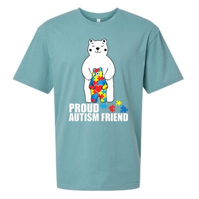 Proud Friend Bear Autism Awareness Love Autistic Sueded Cloud Jersey T-Shirt