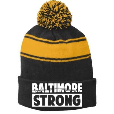 Pray For Baltimore Bridge Baltimore Strong Stripe Pom Pom Beanie