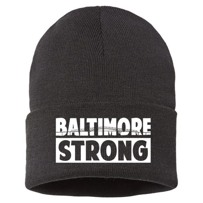 Pray For Baltimore Bridge Baltimore Strong Sustainable Knit Beanie