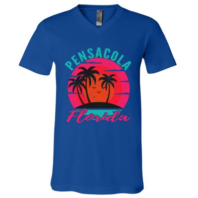 Pensacola Florida Beach Vacation Sunset Gift V-Neck T-Shirt