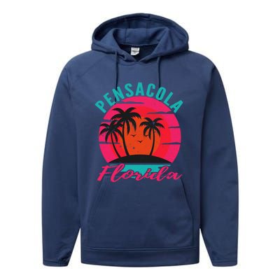 Pensacola Florida Beach Vacation Sunset Gift Performance Fleece Hoodie