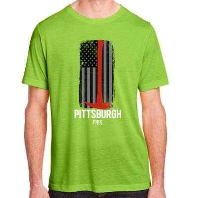 Pittsburgh Fire Bureau Pennsylvania Fire Rescue Red Line Gift Adult ChromaSoft Performance T-Shirt