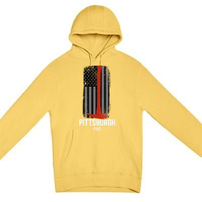 Pittsburgh Fire Bureau Pennsylvania Fire Rescue Red Line Gift Premium Pullover Hoodie