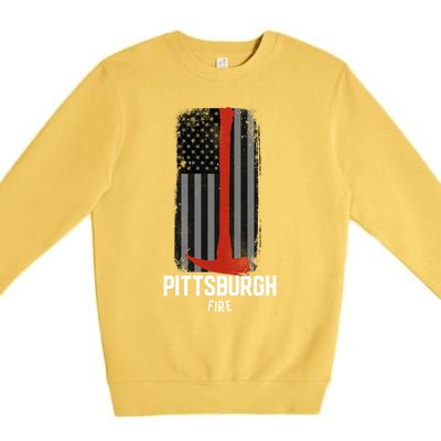 Pittsburgh Fire Bureau Pennsylvania Fire Rescue Red Line Gift Premium Crewneck Sweatshirt