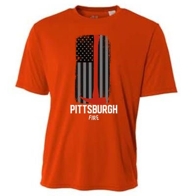 Pittsburgh Fire Bureau Pennsylvania Fire Rescue Red Line Gift Cooling Performance Crew T-Shirt