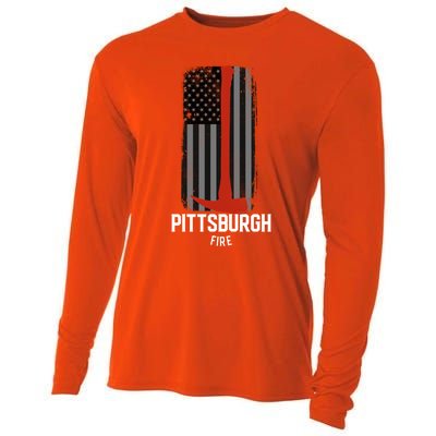 Pittsburgh Fire Bureau Pennsylvania Fire Rescue Red Line Gift Cooling Performance Long Sleeve Crew