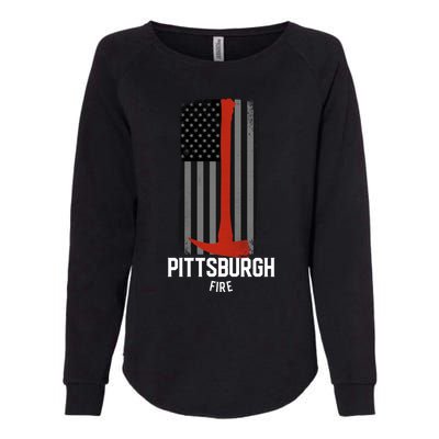 Pittsburgh Fire Bureau Pennsylvania Fire Rescue Red Line Gift Womens California Wash Sweatshirt