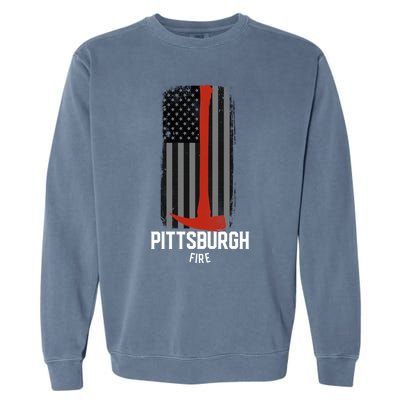 Pittsburgh Fire Bureau Pennsylvania Fire Rescue Red Line Gift Garment-Dyed Sweatshirt