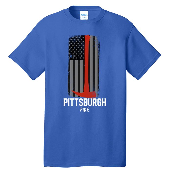 Pittsburgh Fire Bureau Pennsylvania Fire Rescue Red Line Gift Tall T-Shirt