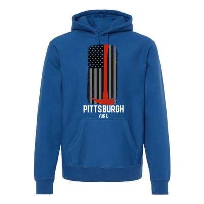 Pittsburgh Fire Bureau Pennsylvania Fire Rescue Red Line Gift Premium Hoodie