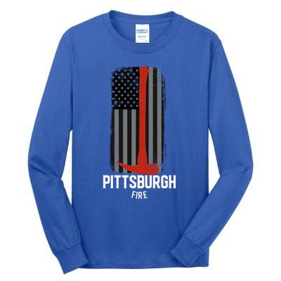 Pittsburgh Fire Bureau Pennsylvania Fire Rescue Red Line Gift Tall Long Sleeve T-Shirt