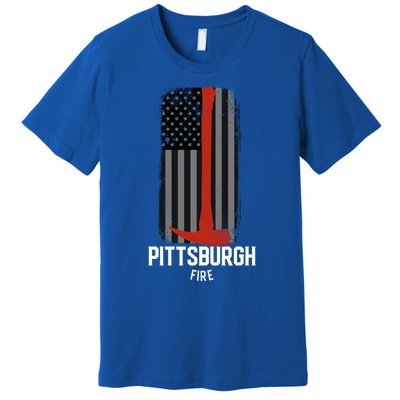 Pittsburgh Fire Bureau Pennsylvania Fire Rescue Red Line Gift Premium T-Shirt