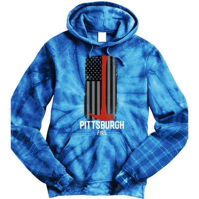 Pittsburgh Fire Bureau Pennsylvania Fire Rescue Red Line Gift Tie Dye Hoodie