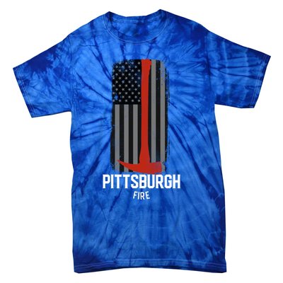 Pittsburgh Fire Bureau Pennsylvania Fire Rescue Red Line Gift Tie-Dye T-Shirt