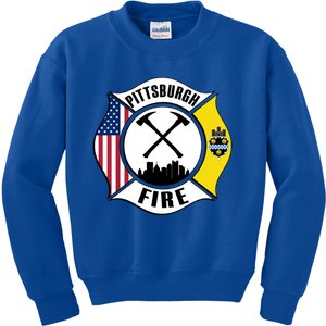 Pittsburgh Fire Bureau Pennsylvania Fire Rescue Red Line Gift Kids Sweatshirt