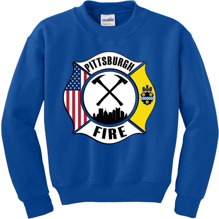 Pittsburgh Fire Bureau Pennsylvania Fire Rescue Red Line Gift Kids Sweatshirt