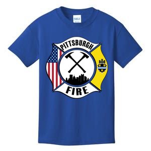 Pittsburgh Fire Bureau Pennsylvania Fire Rescue Red Line Gift Kids T-Shirt