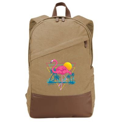 Pink Flamingo Beach Summer Vibes Palm Trees Tropical Summer Cotton Canvas Backpack