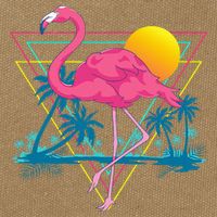Pink Flamingo Beach Summer Vibes Palm Trees Tropical Summer Cotton Canvas Backpack