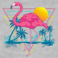 Pink Flamingo Beach Summer Vibes Palm Trees Tropical Summer Ladies PosiCharge Tri-Blend Wicking Tank
