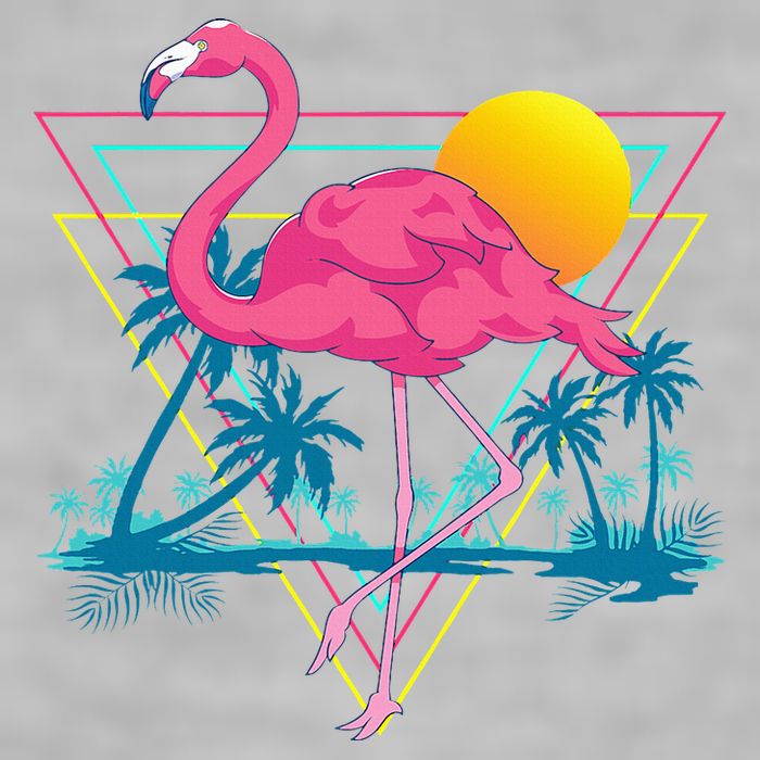 Pink Flamingo Beach Summer Vibes Palm Trees Tropical Summer Ladies PosiCharge Tri-Blend Wicking Tank