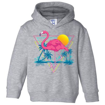 Pink Flamingo Beach Summer Vibes Palm Trees Tropical Summer Toddler Hoodie