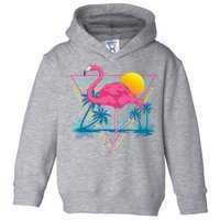 Pink Flamingo Beach Summer Vibes Palm Trees Tropical Summer Toddler Hoodie